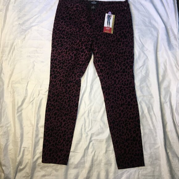 Jordache Jeans Purple Luxe Skinny Cheetah Mid Rise Flocked Black Sz 16 New - Picture 5 of 13